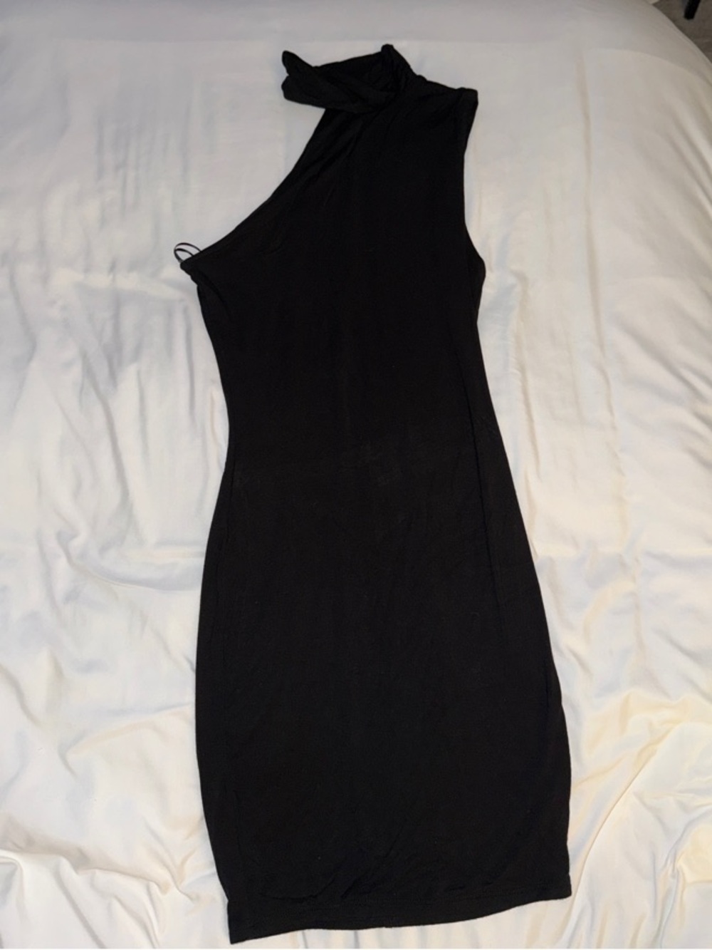 Naked wardrobe Black cutout asymmetrical One-Shoulder Sheath mini Dress - Women